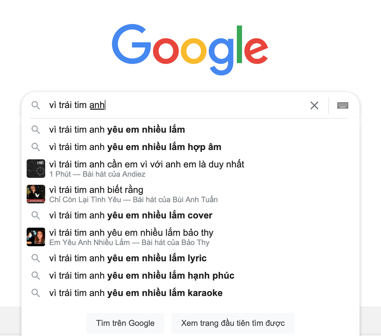 Tìm kiếm nhạc trên Google