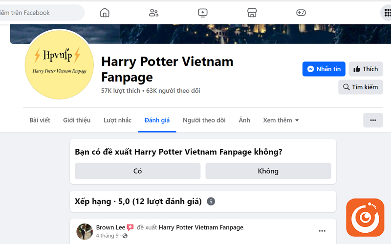 Cách đánh giá page trên facebook bằng máy tính