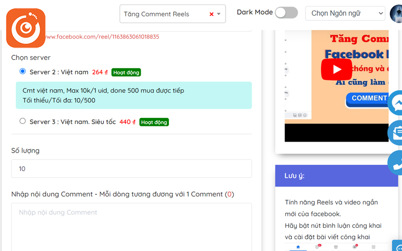 #1 Dịch vụ tăng comment reels facebook uy tín, chất lượng, giá rẻ 4 Chọn gói dịch vụ tăng comment reels facebook