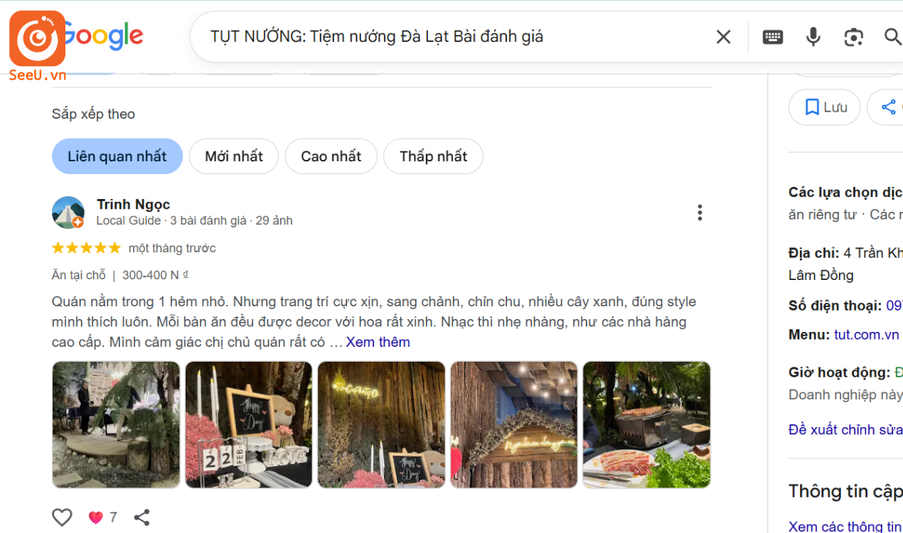 dịch vụ đánh giá 5 sao google maps Đà Lạt
