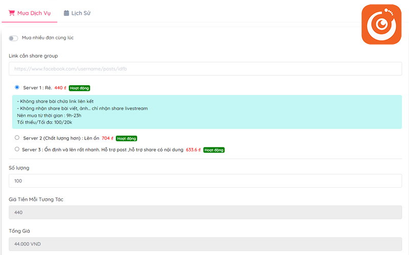 Dịch vụ share livestream group Facebook